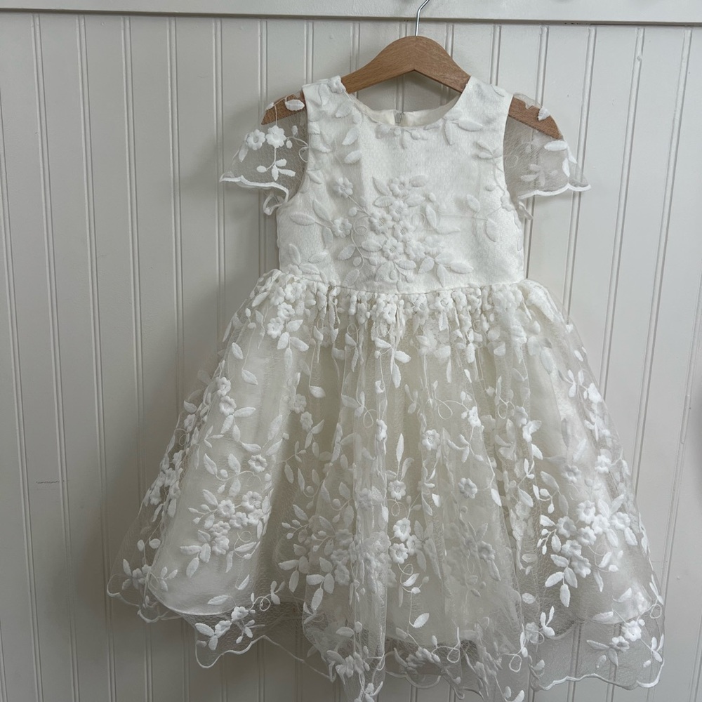 BHLDN White Floral Kids Formal Dress
